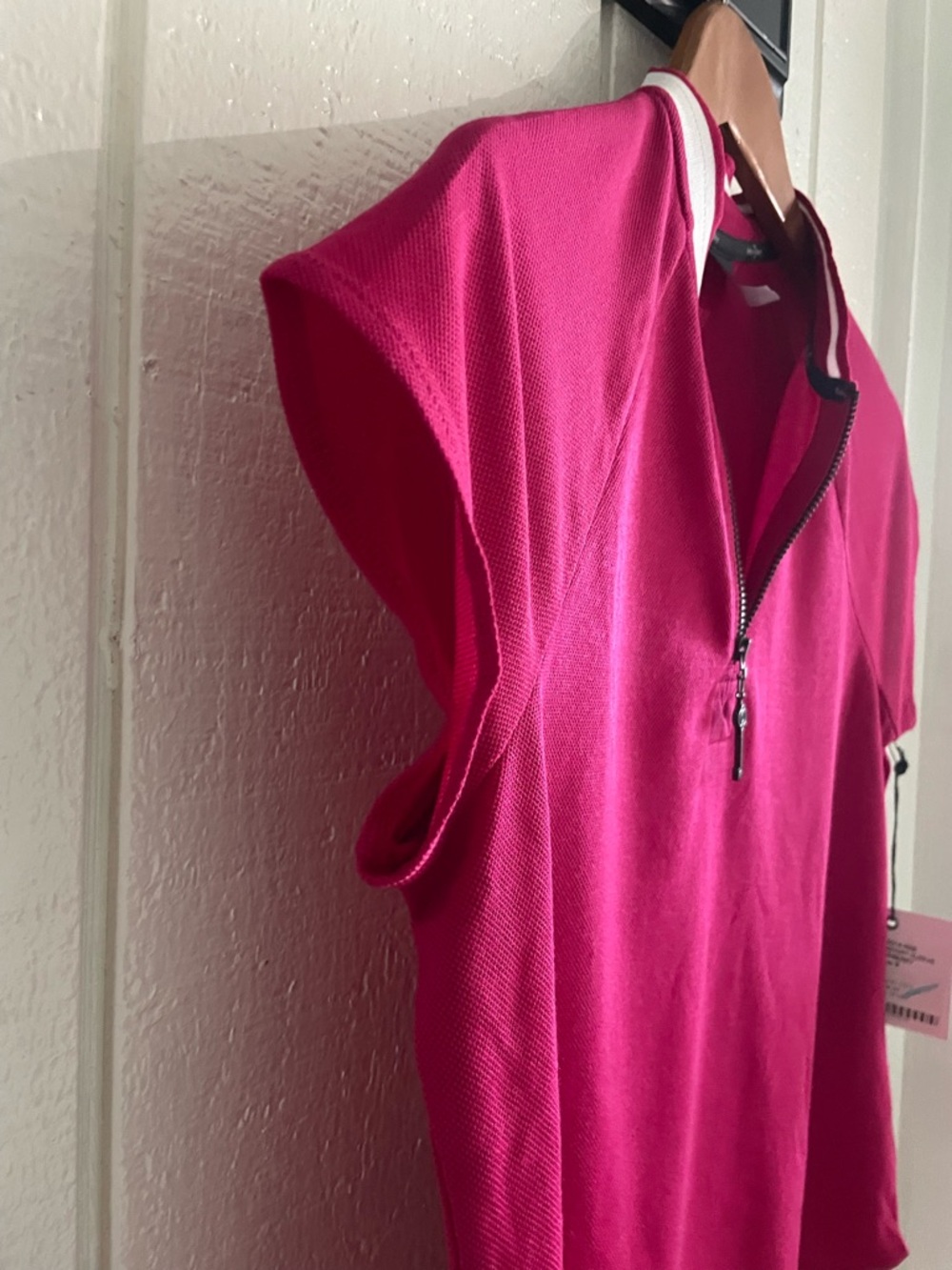 BELYN KEY Zip Polo Short Sleeve Raspberry - S - Picture 4 of 6